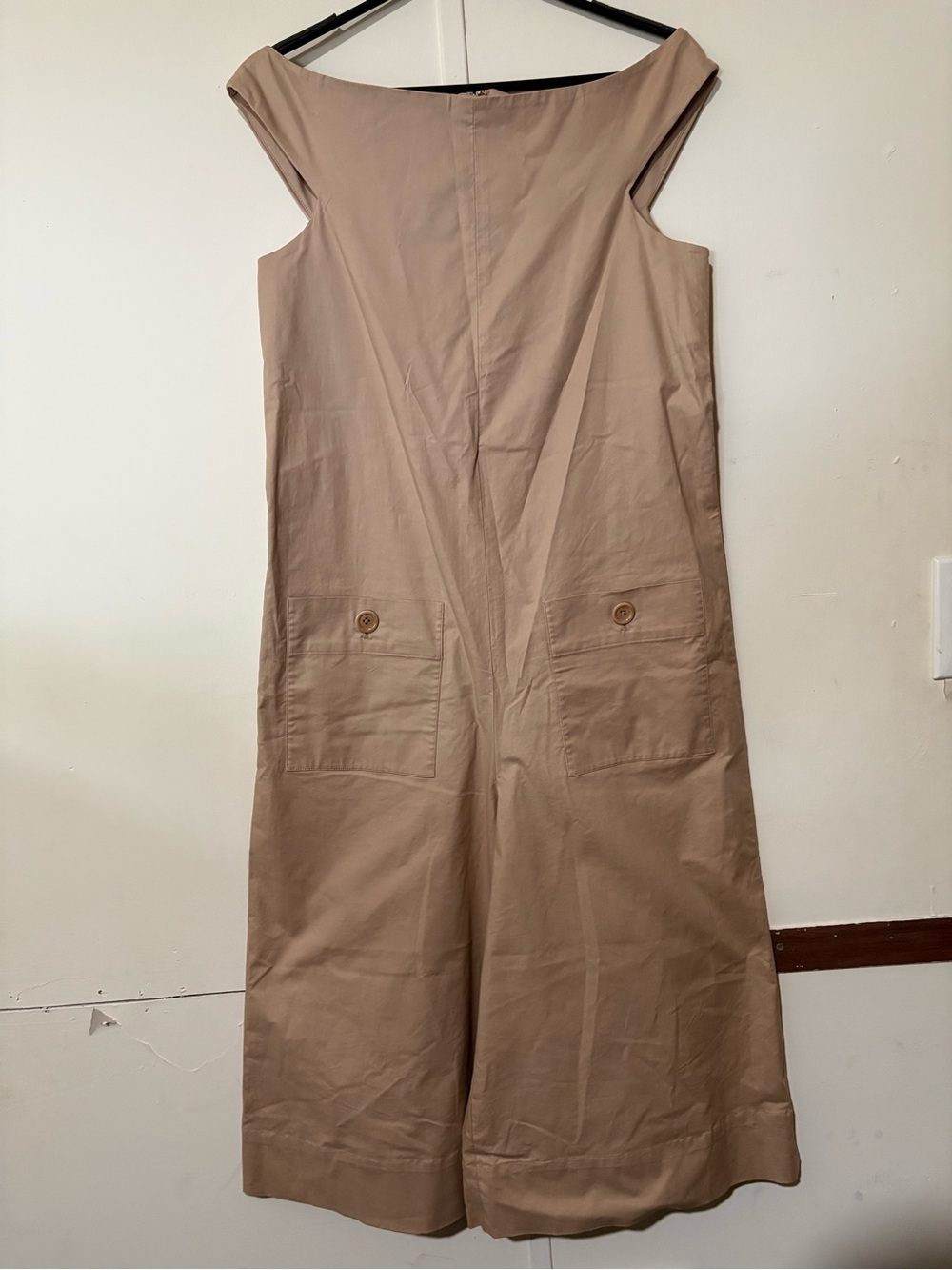 Tibi Neutral Beige Sleeveless Wide-Leg Jumpsuit